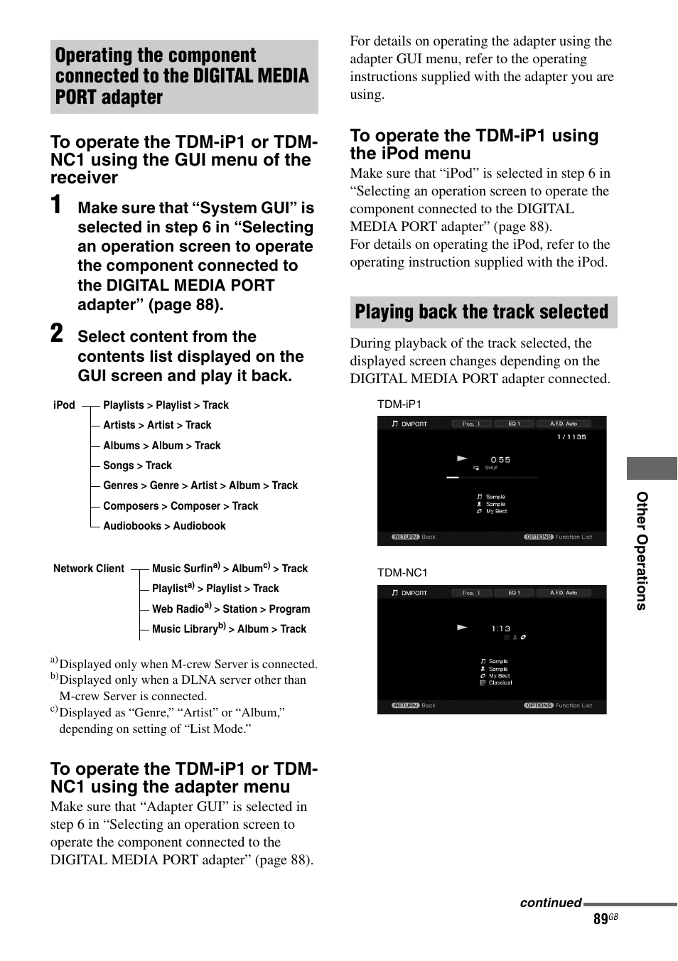 Playing back the track selected | Sony STR-DG1100 User Manual | Page 89 / 130