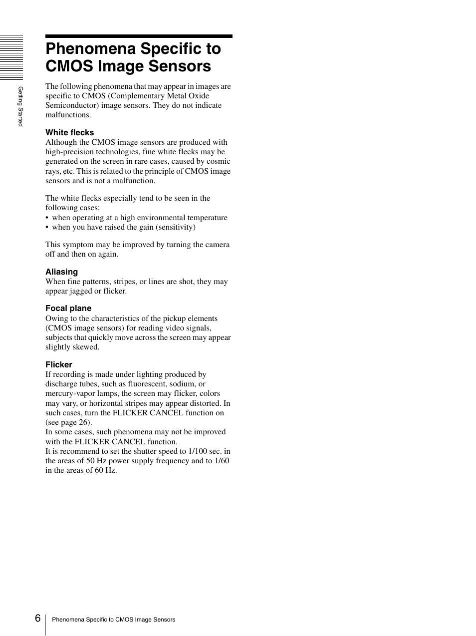Phenomena specific to cmos image sensors | Sony BRC-Z330 User Manual | Page 6 / 73