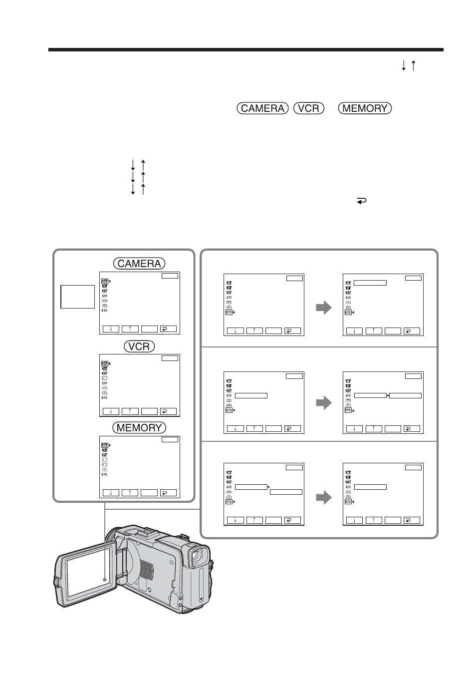 Customizing your camcorder, Changing the menu settings, Menu | Press exit | Sony TRV80 User Manual | Page 172 / 220