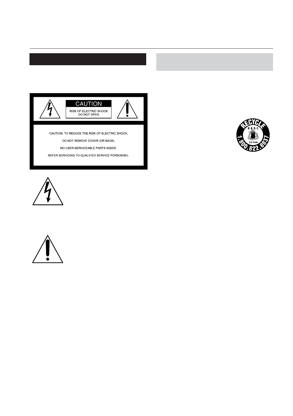 Warning | Sony TRV80 User Manual | Page 2 / 220