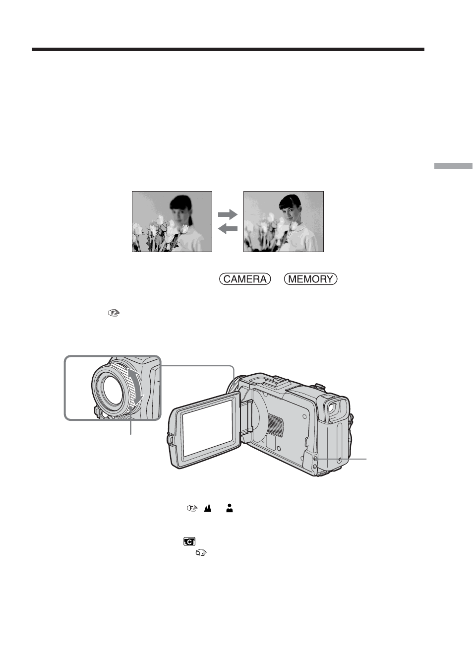 Focusing manually | Sony TRV80 User Manual | Page 61 / 220
