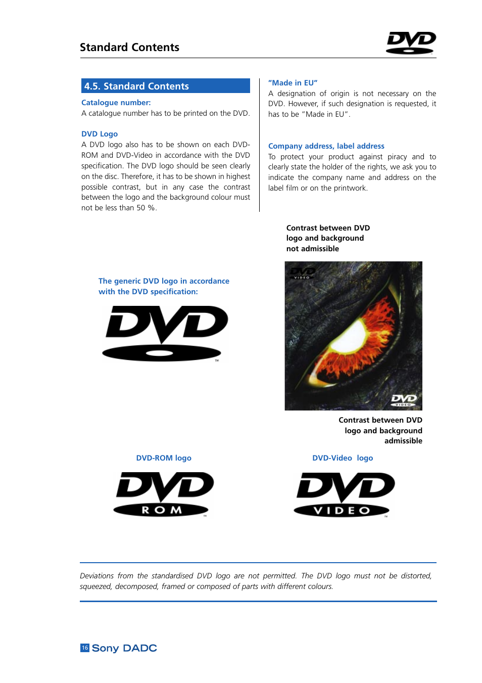 Standard contents | Sony DADC User Manual | Page 18 / 48