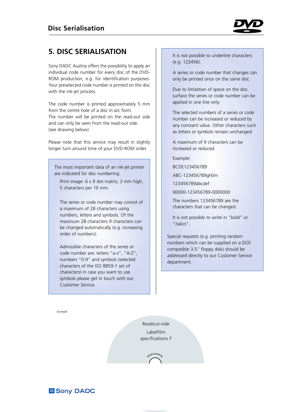 Disc serialisation | Sony DADC User Manual | Page 22 / 48