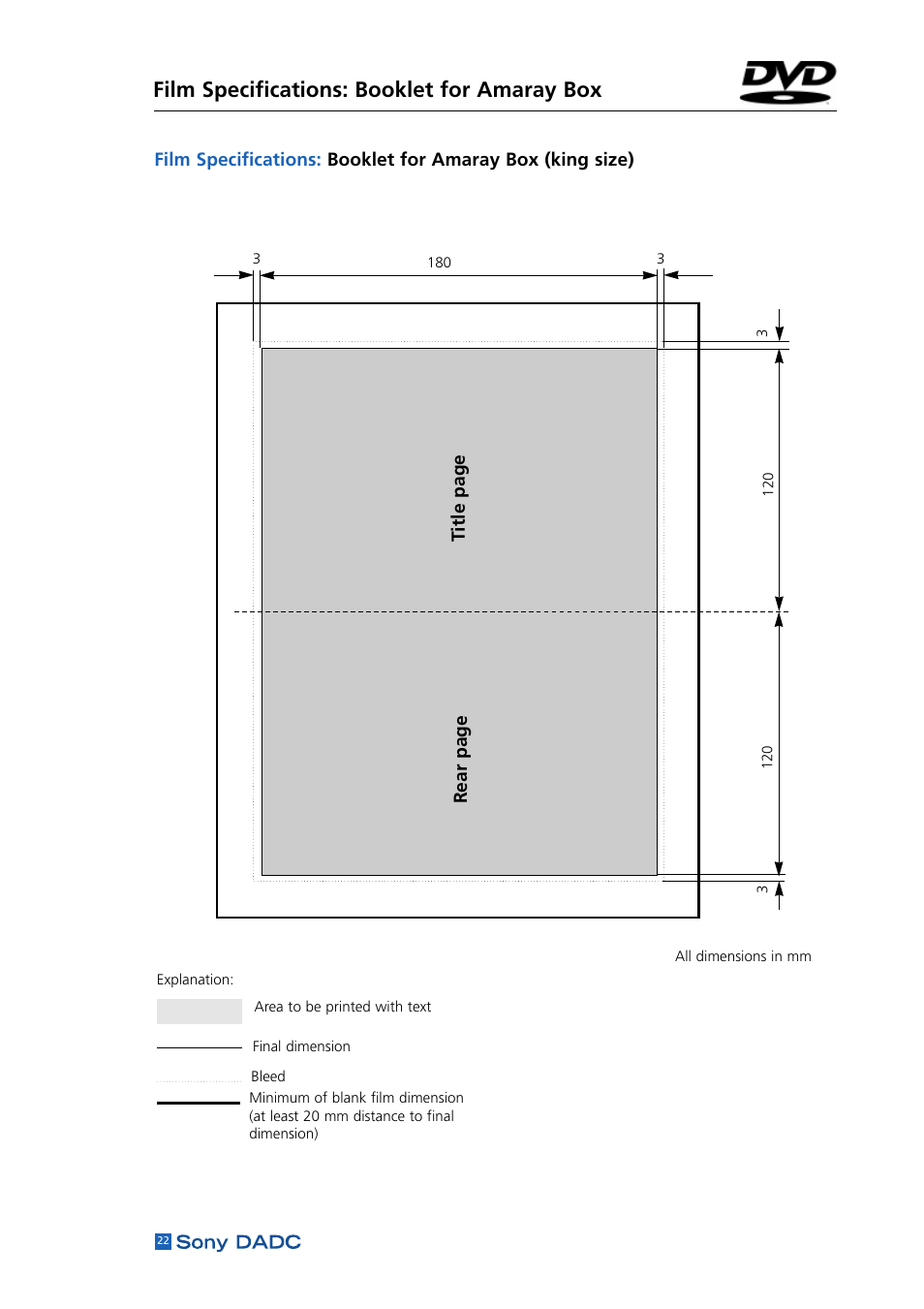 Film specifications: booklet for amaray box | Sony DADC User Manual | Page 24 / 48