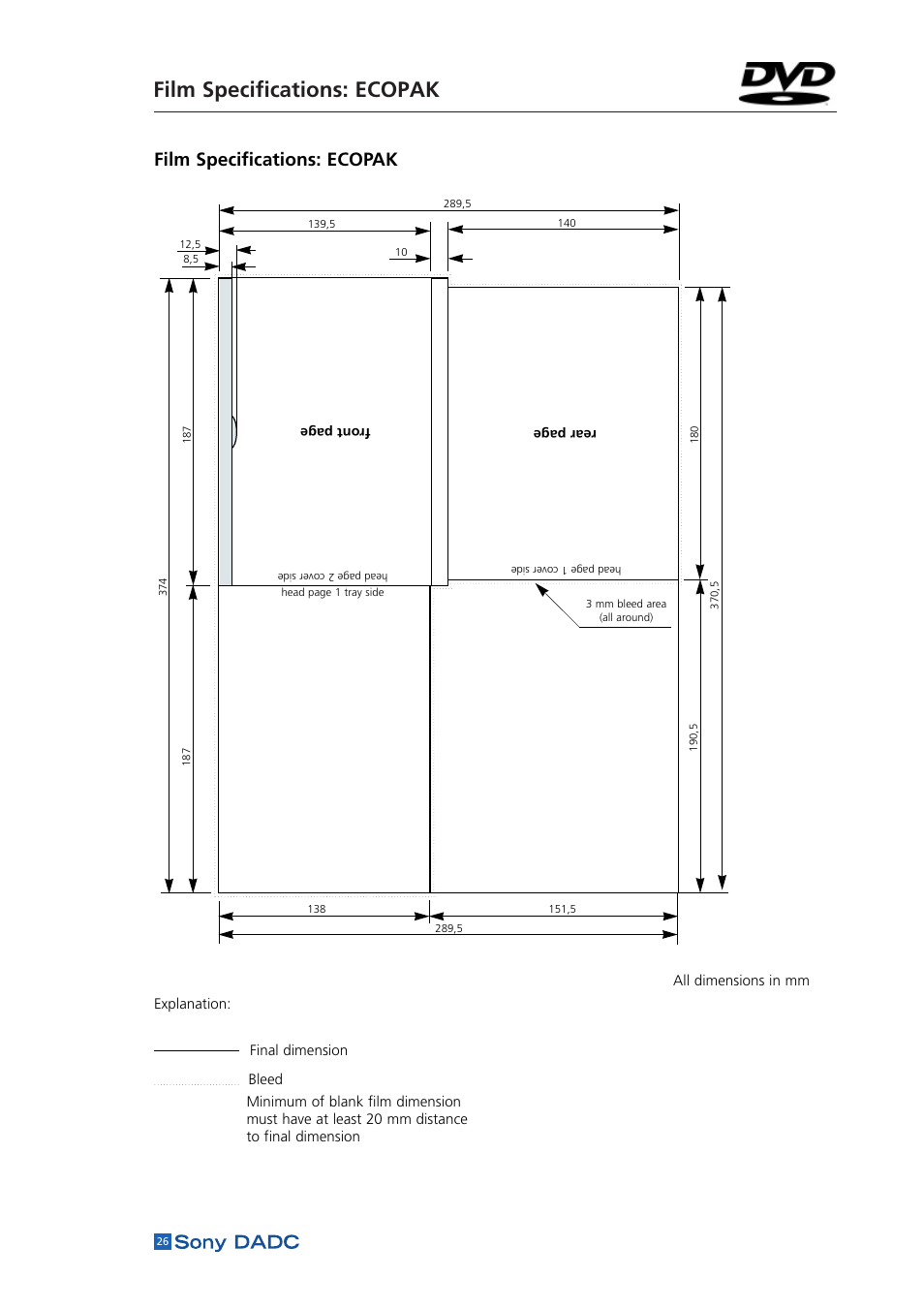 Film specifications: ecopak | Sony DADC User Manual | Page 28 / 48