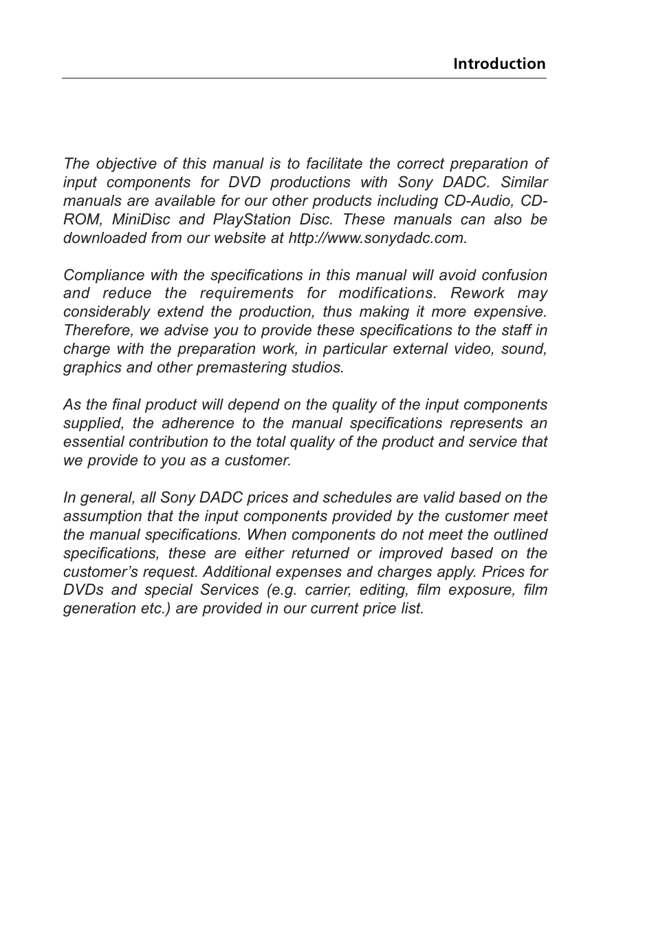 Introduction | Sony DADC User Manual | Page 3 / 48