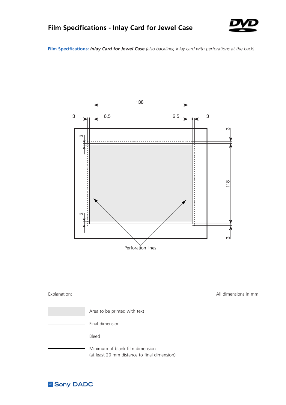 Film specifications - inlay card for jewel case | Sony DADC User Manual | Page 30 / 48