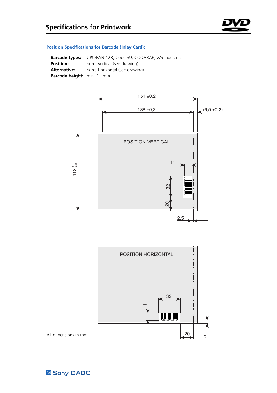 Specifications for printwork | Sony DADC User Manual | Page 36 / 48