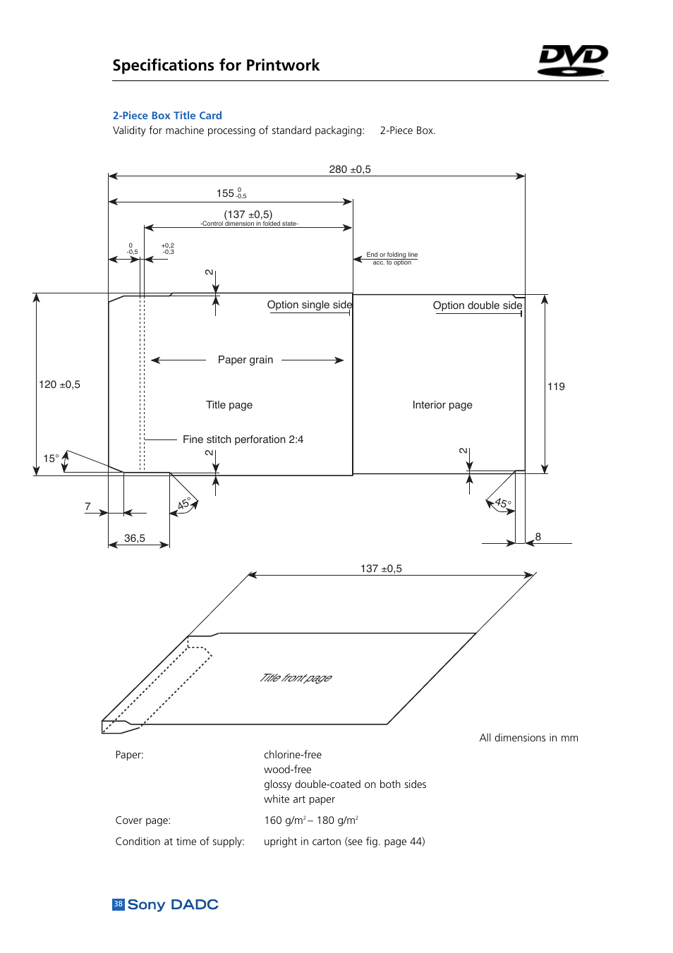 Specifications for printwork, Title front page | Sony DADC User Manual | Page 40 / 48