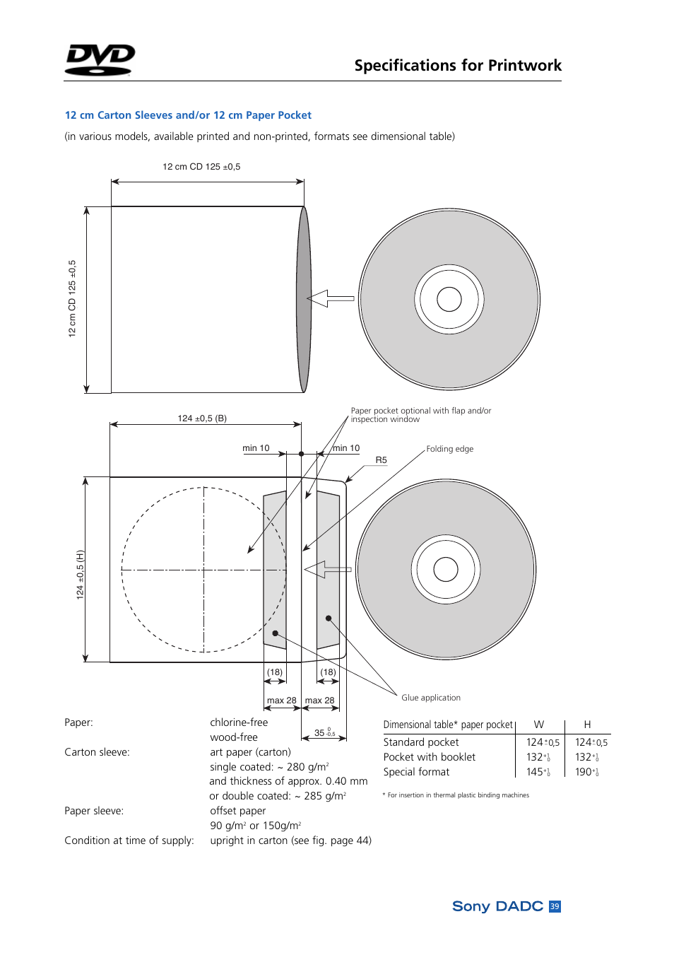 Specifications for printwork | Sony DADC User Manual | Page 41 / 48