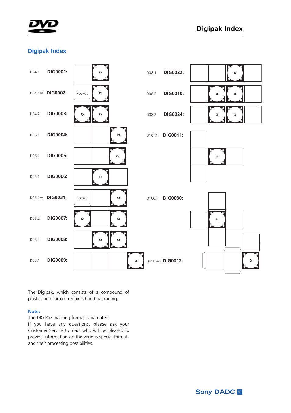 Digipak index | Sony DADC User Manual | Page 43 / 48