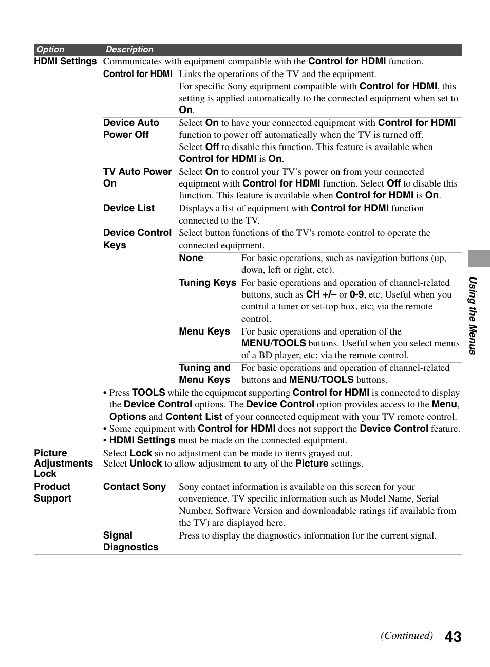 Sony BRAVIA KDL-32EX301 User Manual | Page 43 / 59