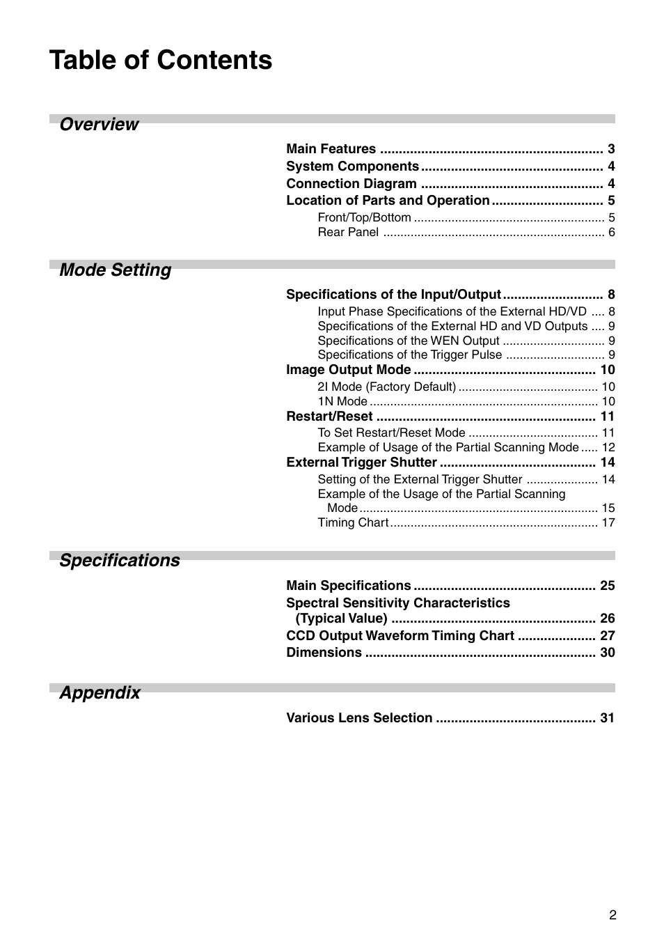 Sony XC-HR300 User Manual | Page 2 / 31