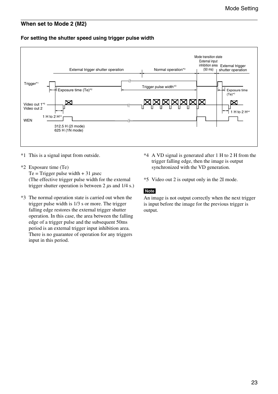 23 mode setting when set to mode 2 (m2) | Sony XC-HR300 User Manual | Page 23 / 31