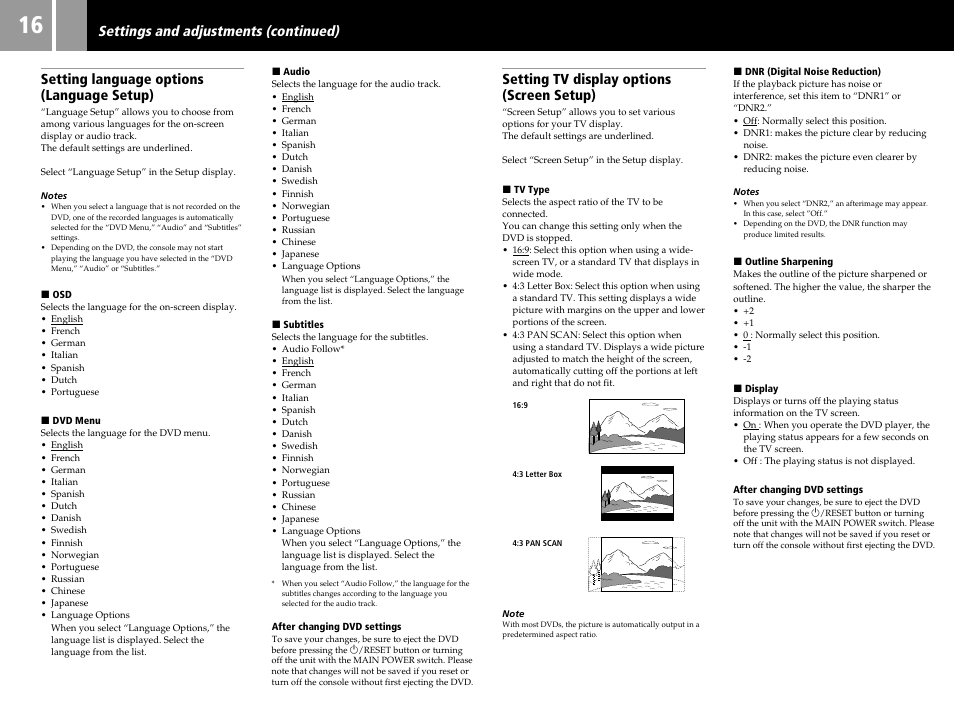 Setting tv display options (screen setup) | Sony SCPH-30006 R User Manual | Page 16 / 44