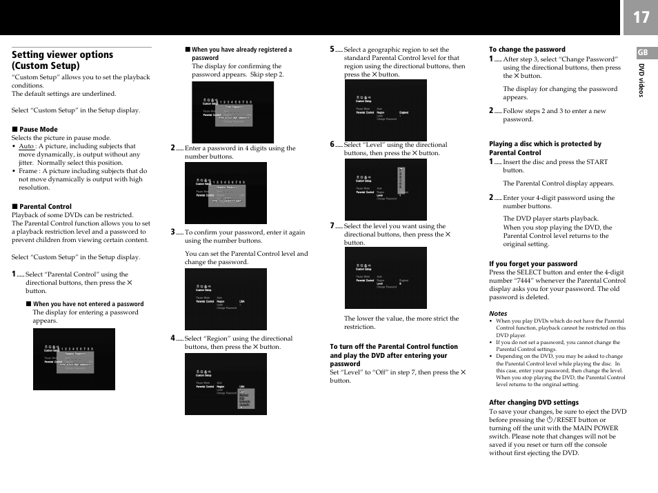 Setting viewer options (custom setup) | Sony SCPH-30006 R User Manual | Page 17 / 44