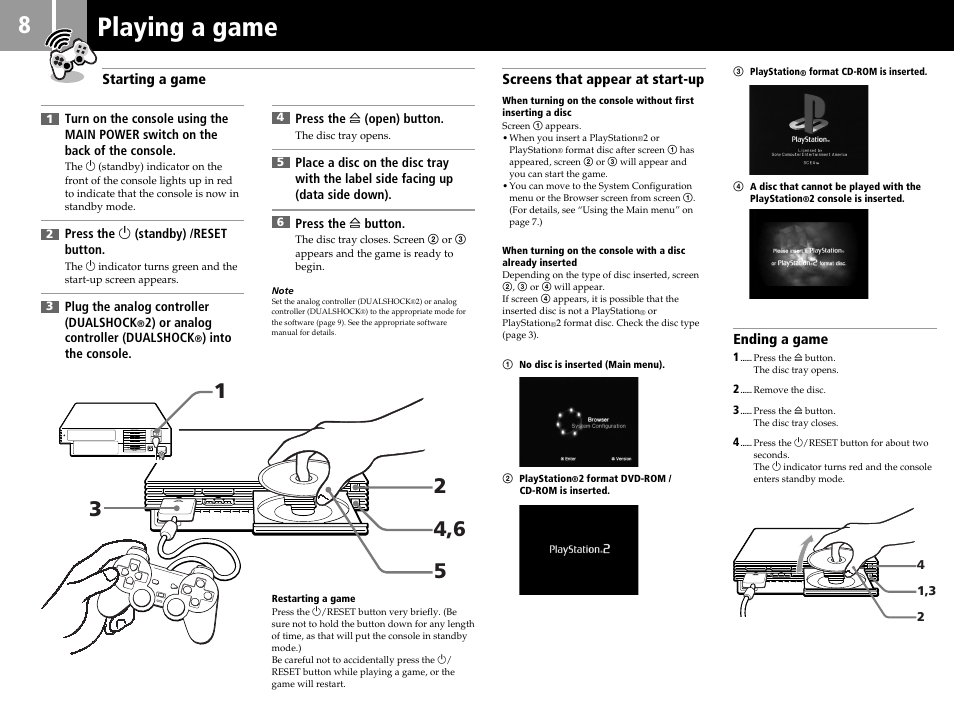 Playing a game | Sony SCPH-30006 R User Manual | Page 8 / 44