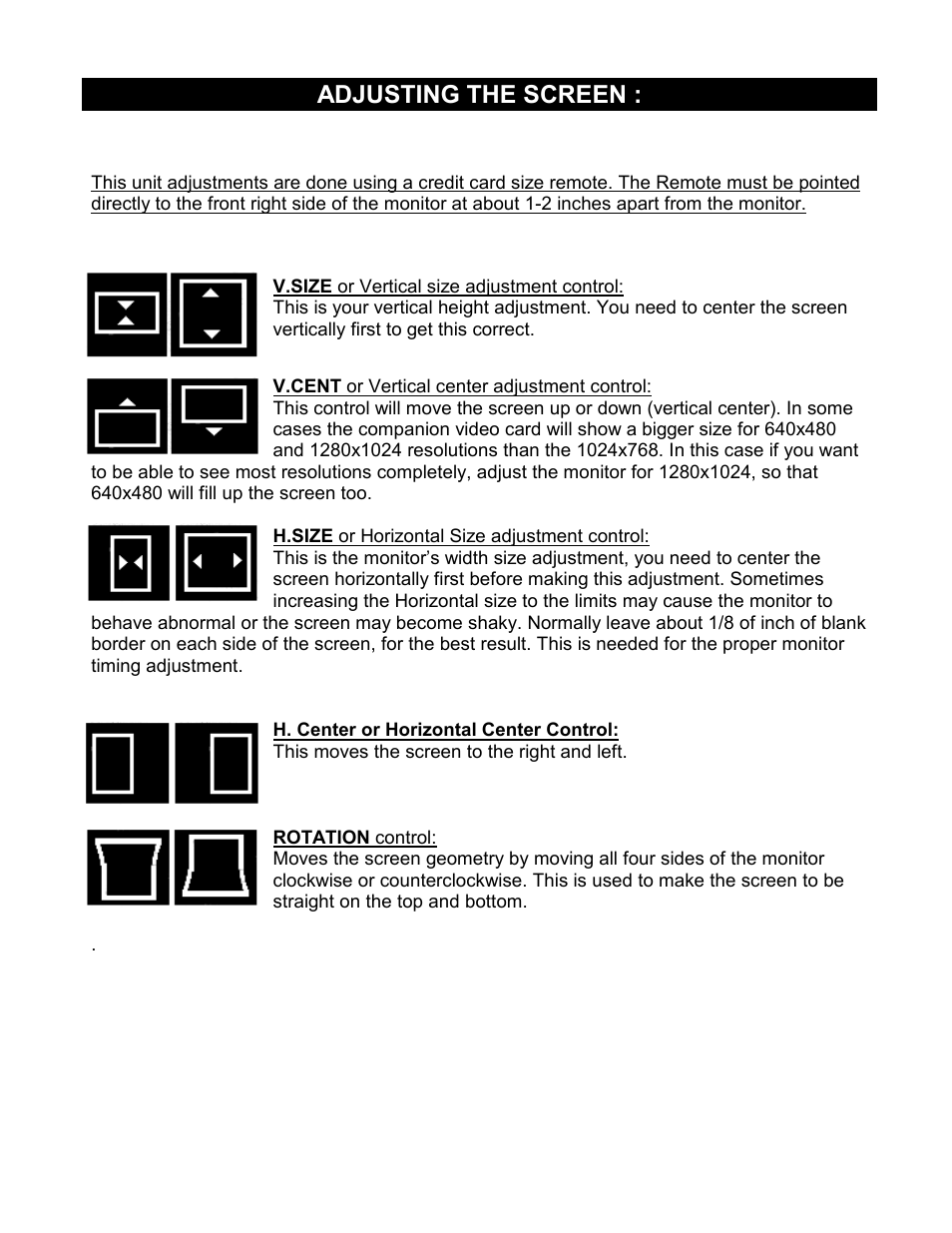 Adjusting the screen | Sony GDM-20D10-15 User Manual | Page 2 / 4