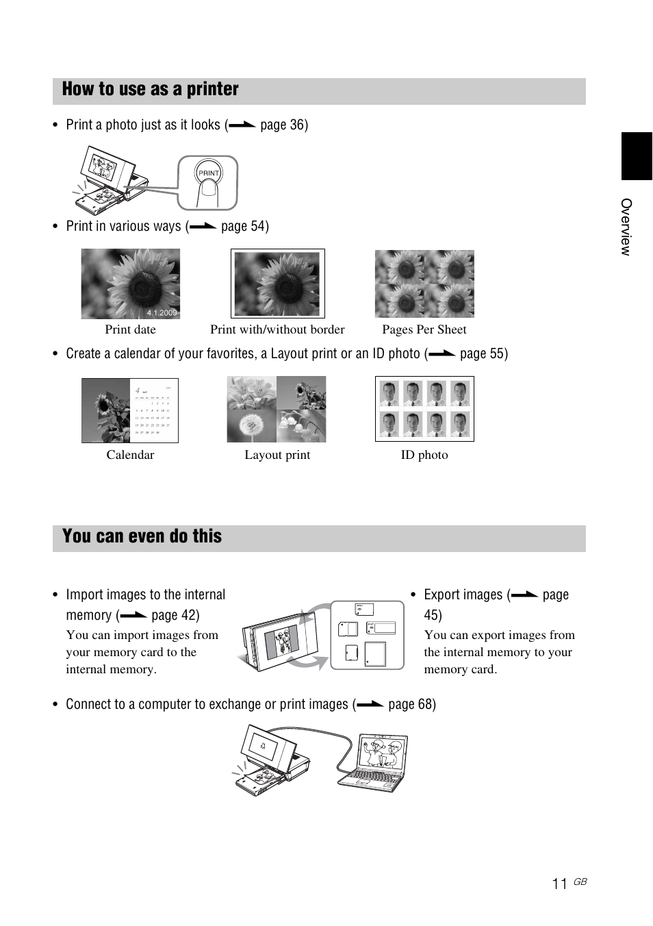 How to use as a printer, You can even do this, How to use as a printer you can even do this | Sony S-Frame 4-155-700-17 (1) User Manual | Page 11 / 110