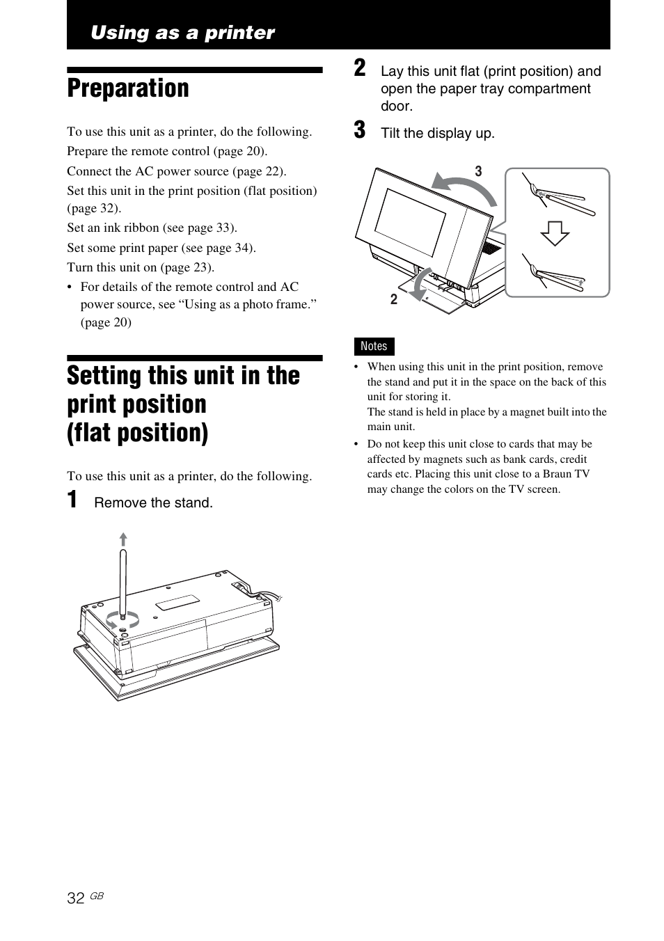 Using as a printer, Preparation, E 32) | Sony S-Frame 4-155-700-17 (1) User Manual | Page 32 / 110