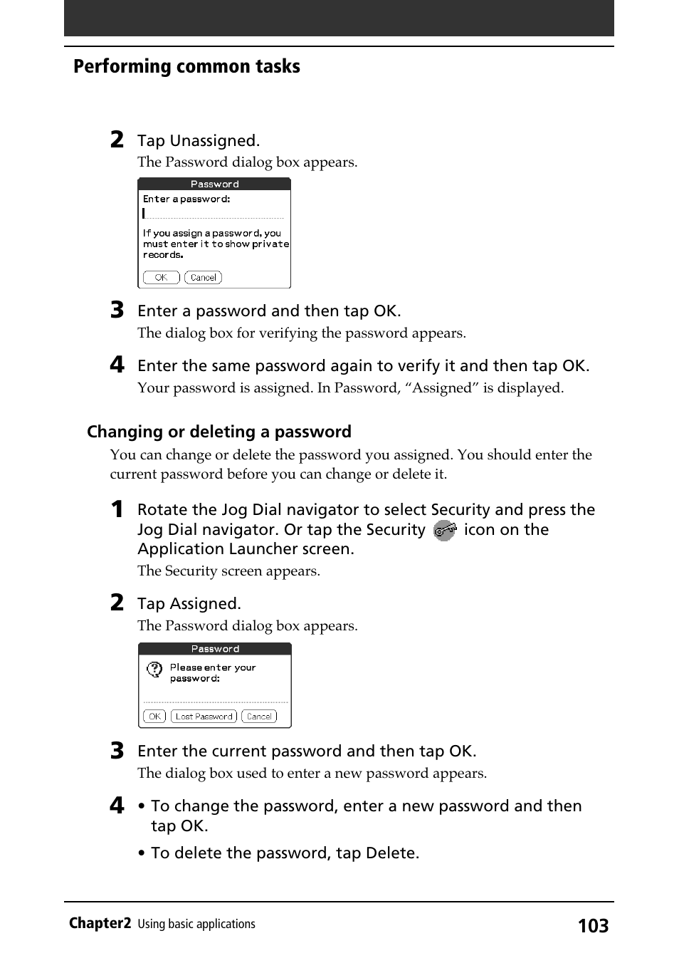 Entering a password, Password | Sony PEG-N710C User Manual | Page 103 / 218
