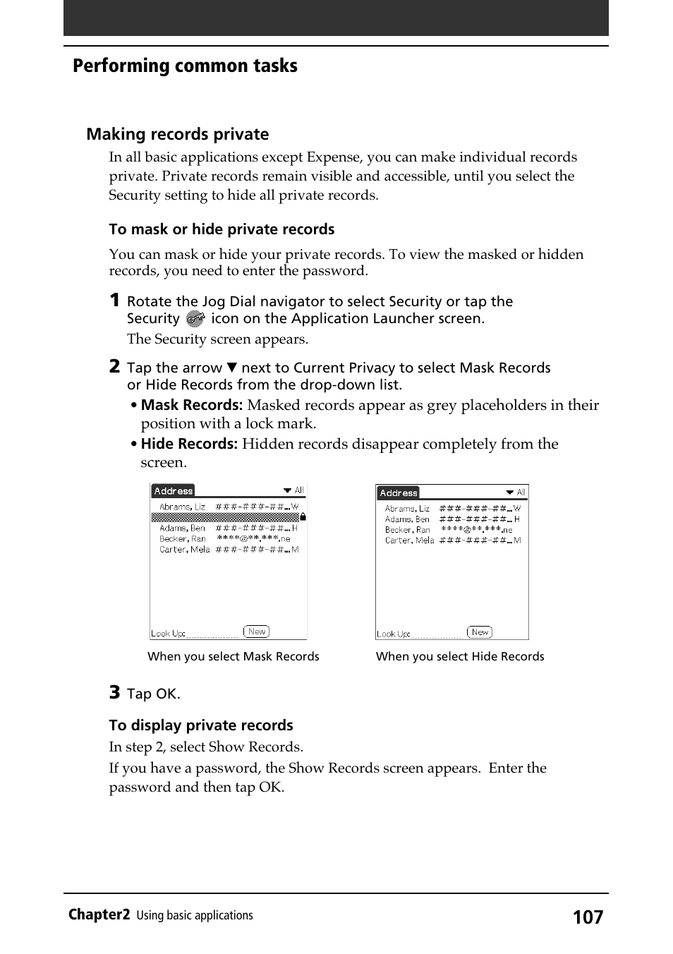 Performing common tasks | Sony PEG-N710C User Manual | Page 107 / 218