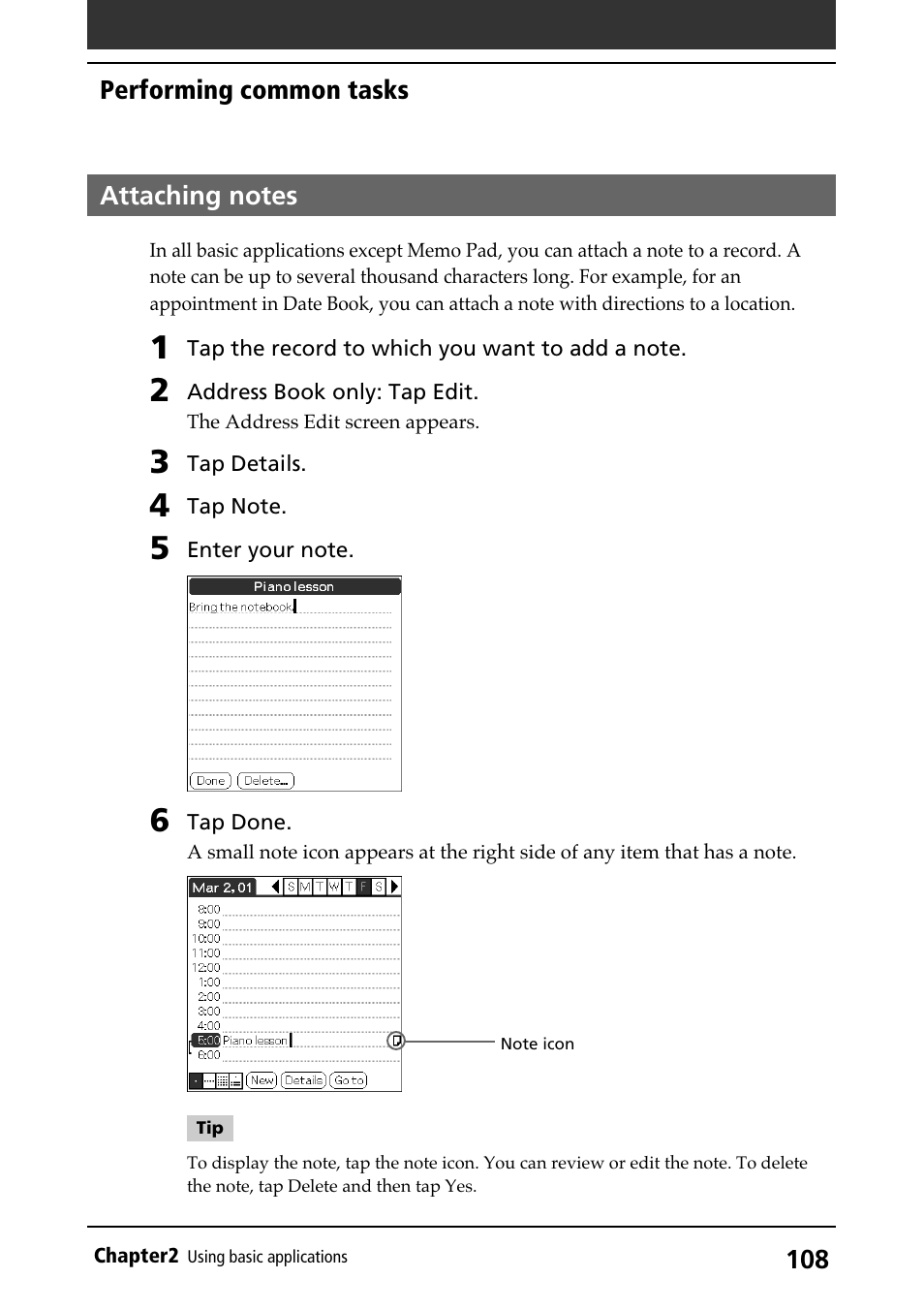 Attaching notes, Notes on use | Sony PEG-N710C User Manual | Page 108 / 218