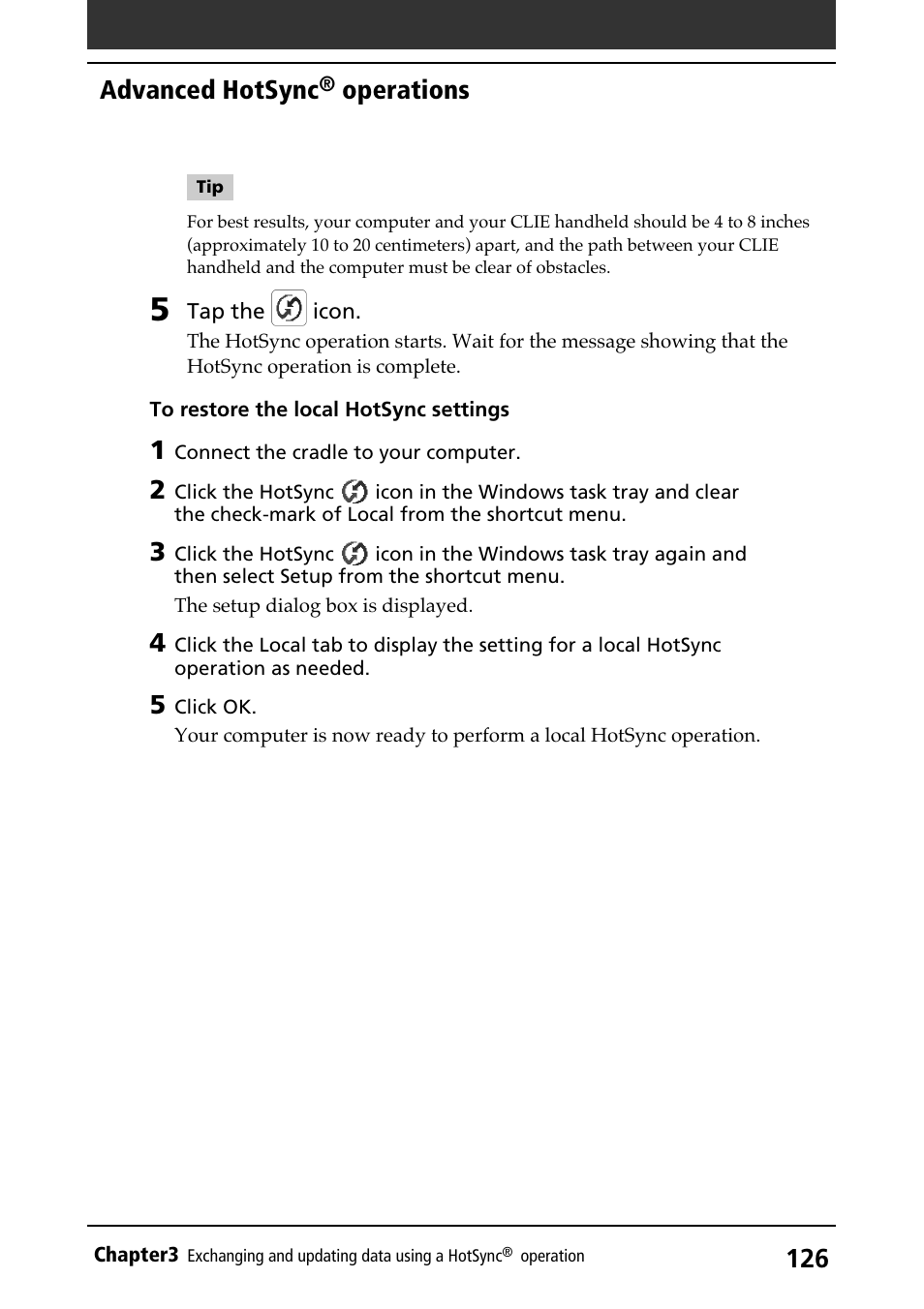 Advanced hotsync, Operations | Sony PEG-N710C User Manual | Page 126 / 218