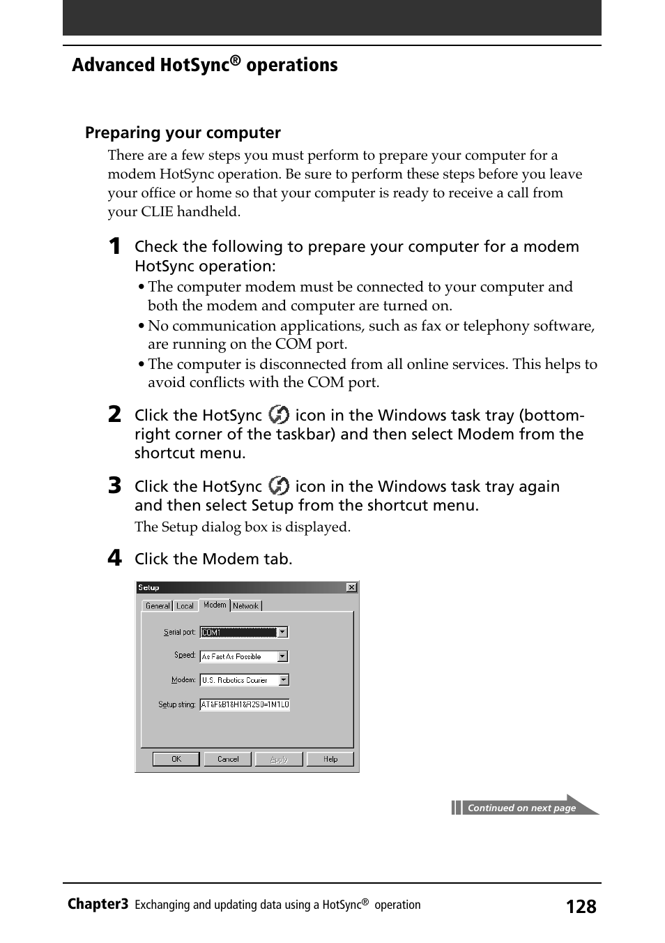 Advanced hotsync, Operations | Sony PEG-N710C User Manual | Page 128 / 218