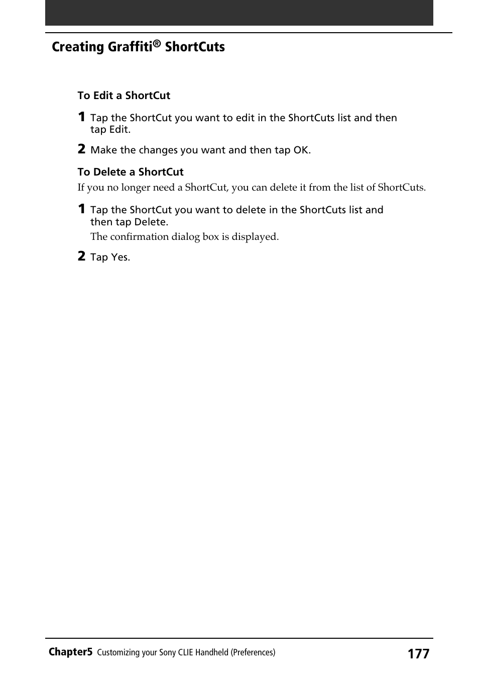 Creating graffiti, Shortcuts | Sony PEG-N710C User Manual | Page 177 / 218