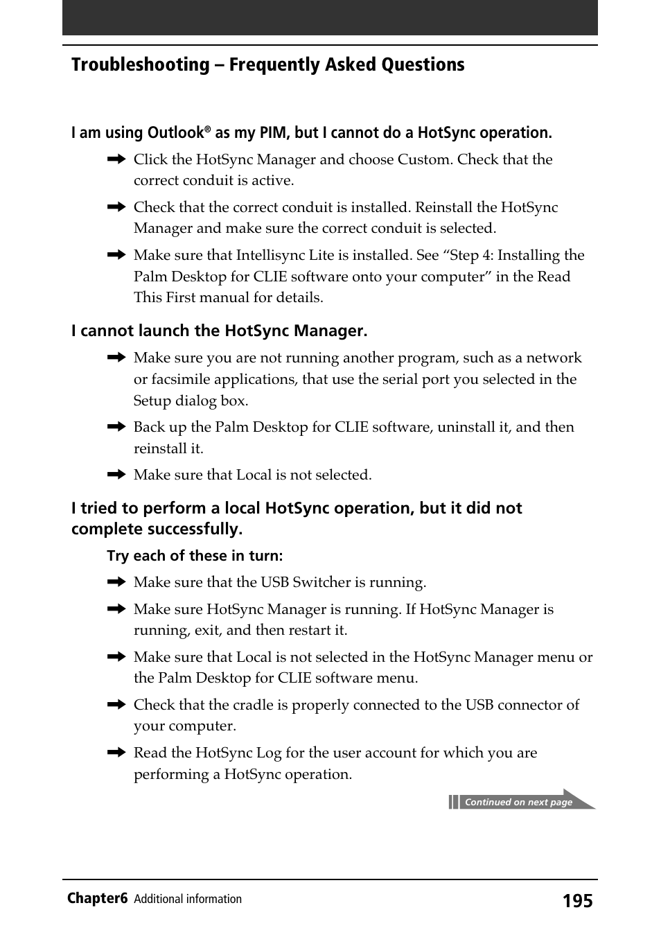 Troubleshooting – frequently asked questions | Sony PEG-N710C User Manual | Page 195 / 218