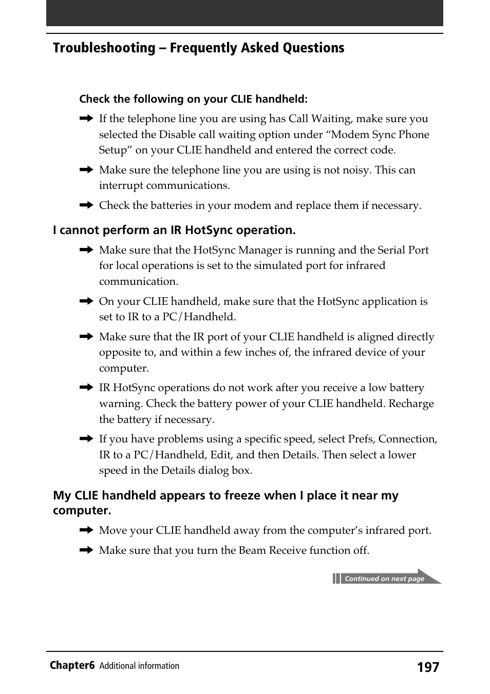 Troubleshooting – frequently asked questions | Sony PEG-N710C User Manual | Page 197 / 218