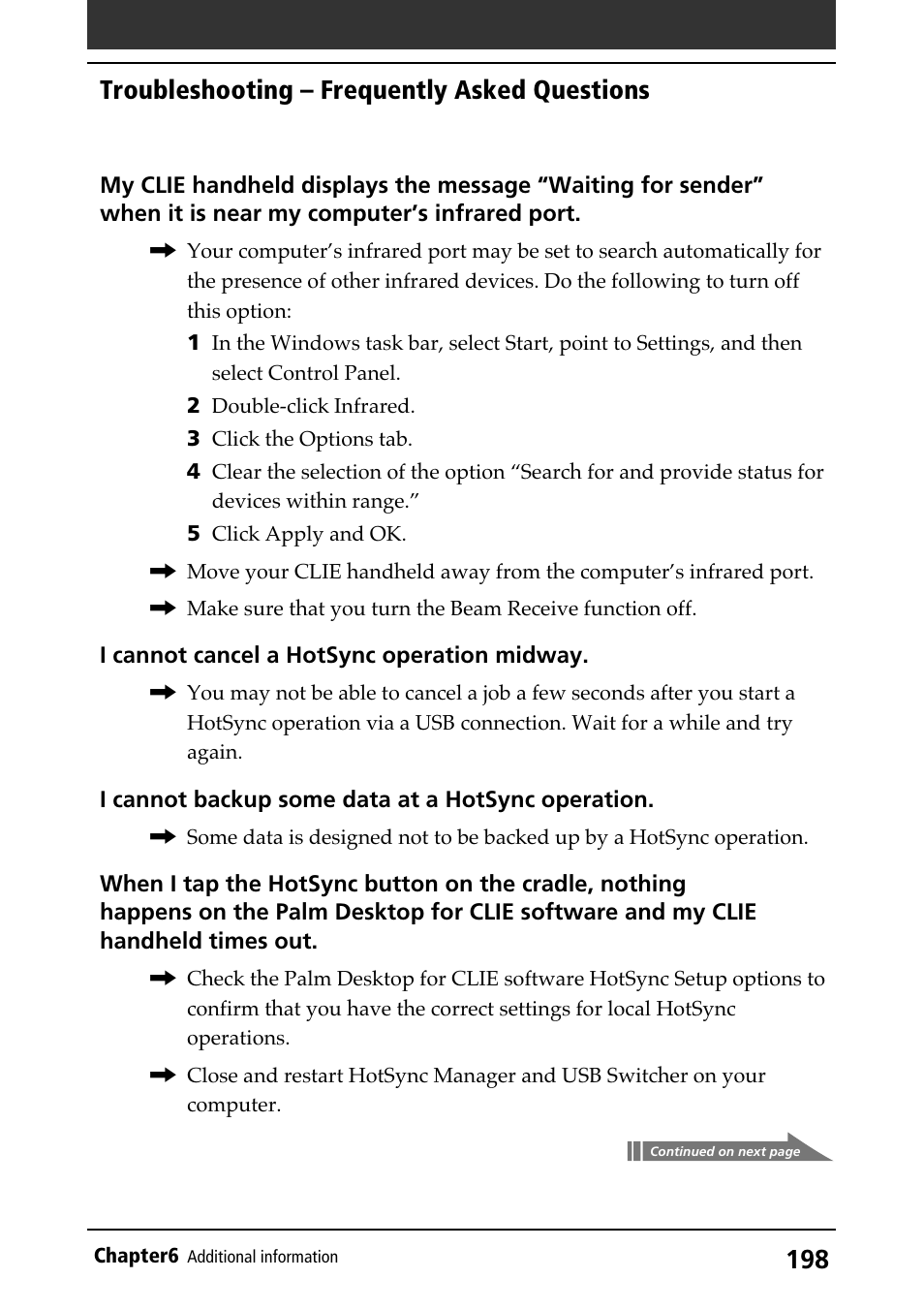 Troubleshooting – frequently asked questions | Sony PEG-N710C User Manual | Page 198 / 218