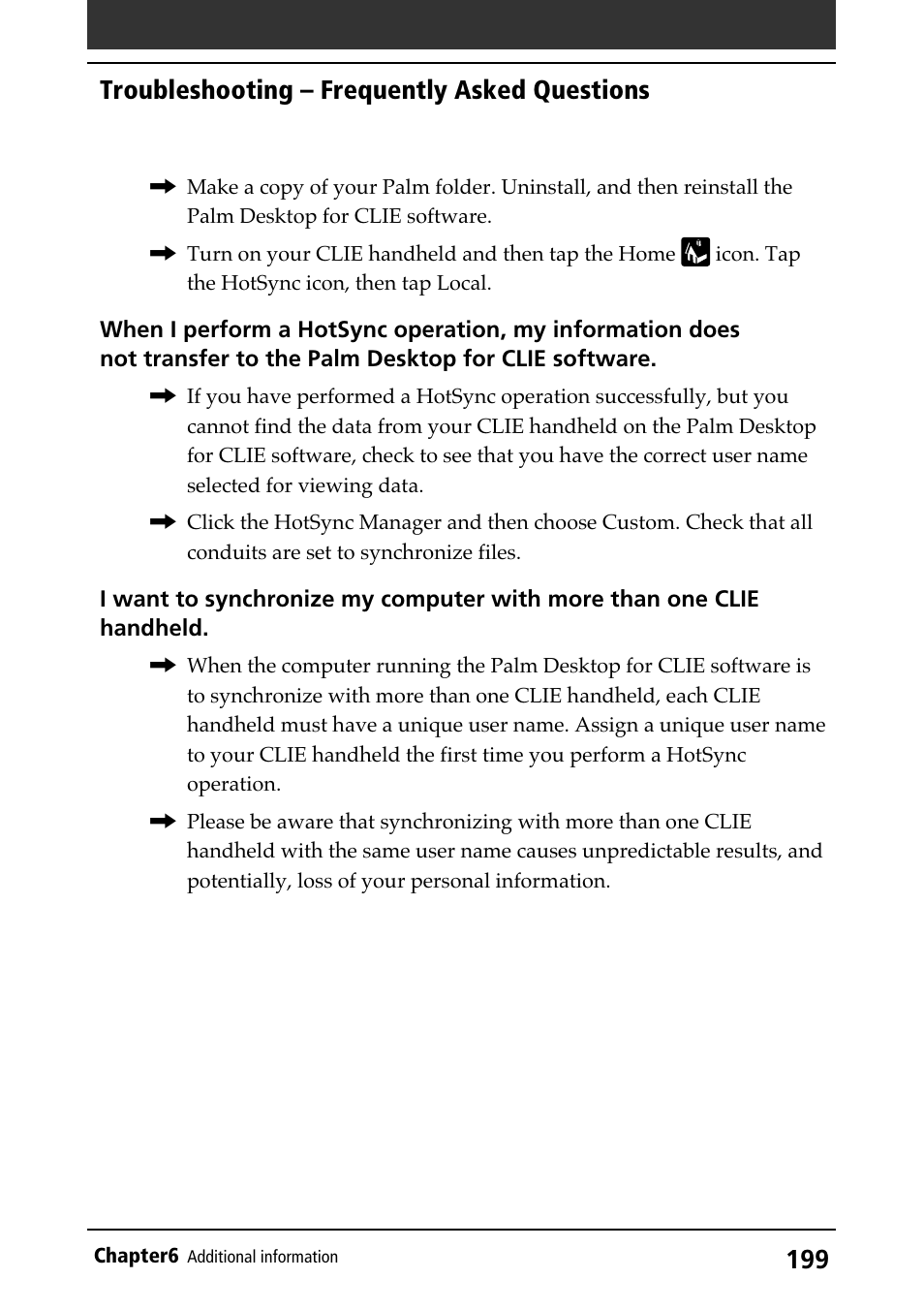 Troubleshooting – frequently asked questions | Sony PEG-N710C User Manual | Page 199 / 218