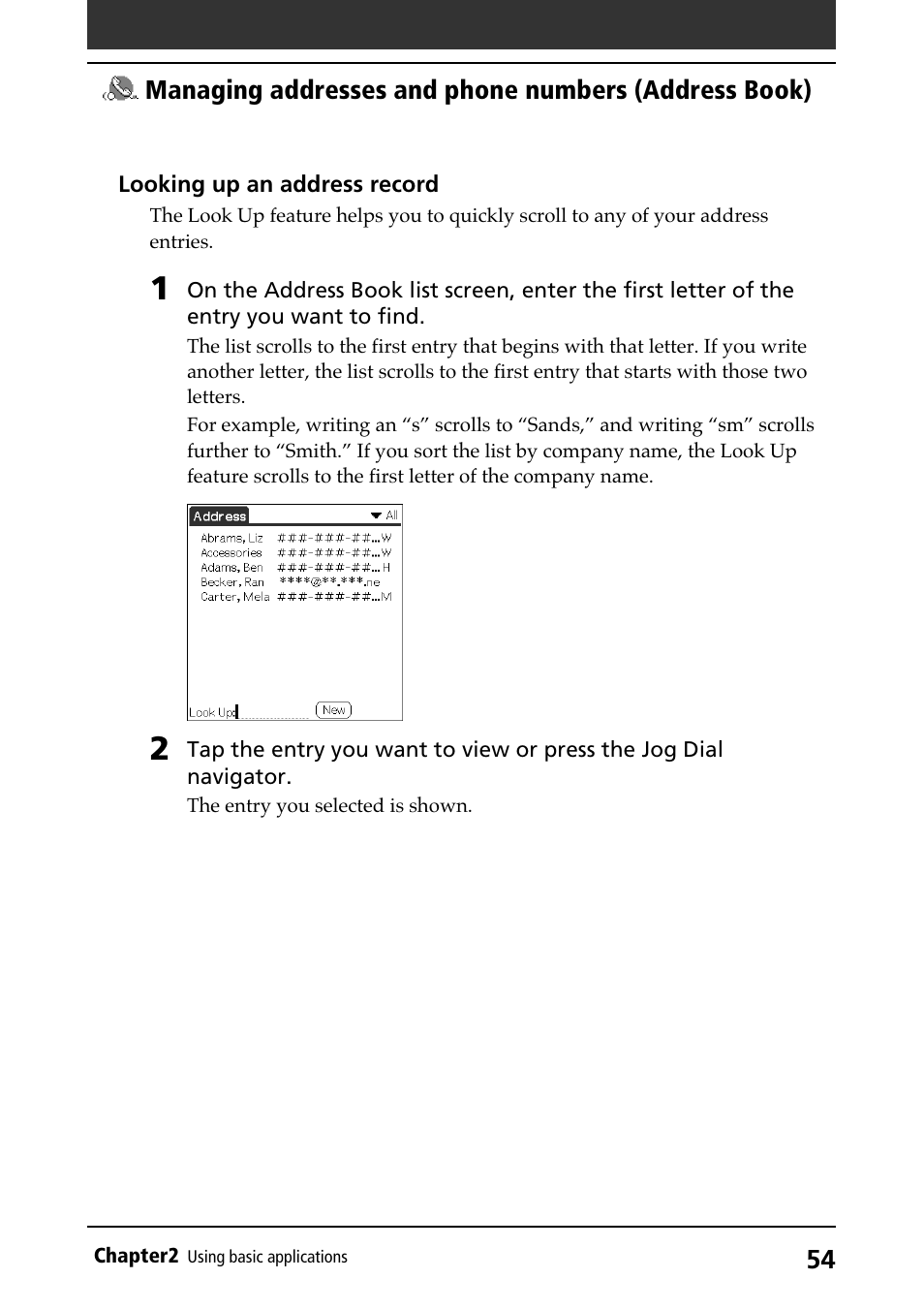 Lookup | Sony PEG-N710C User Manual | Page 54 / 218