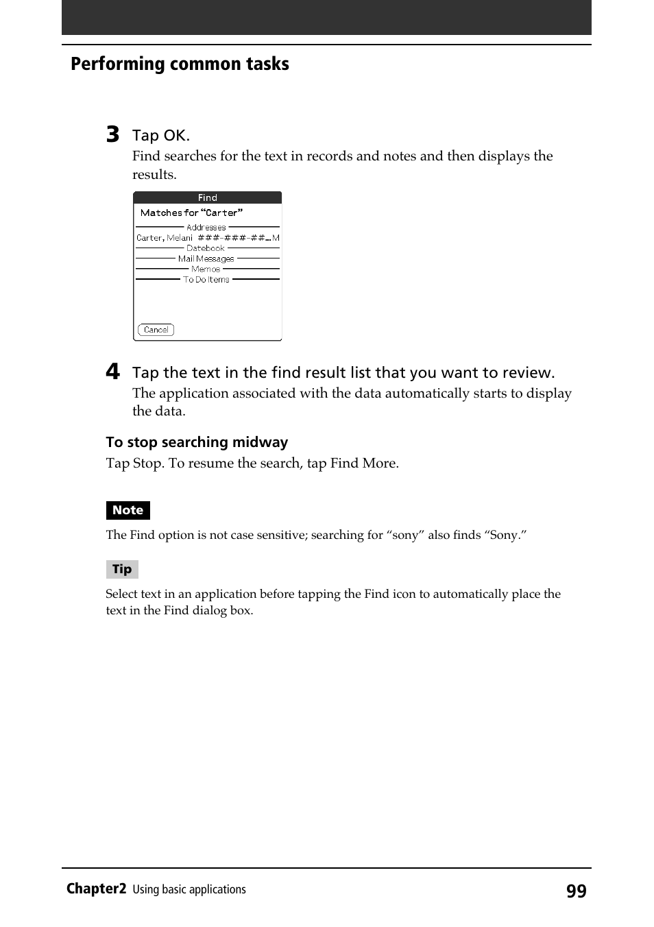 Performing common tasks | Sony PEG-N710C User Manual | Page 99 / 218