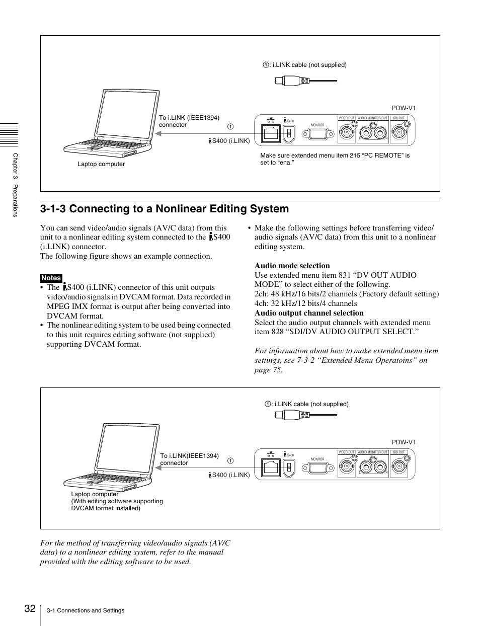 1-3 connecting to a nonlinear editing system, 1-3 connecting to a nonlinear editing, System | Sony PDW-V1 User Manual | Page 32 / 101