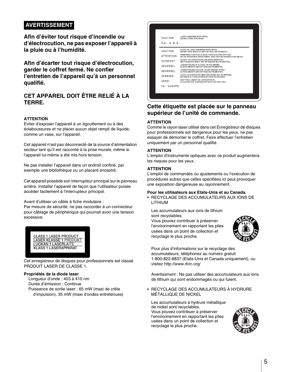Sony PDW-V1 User Manual | Page 5 / 101