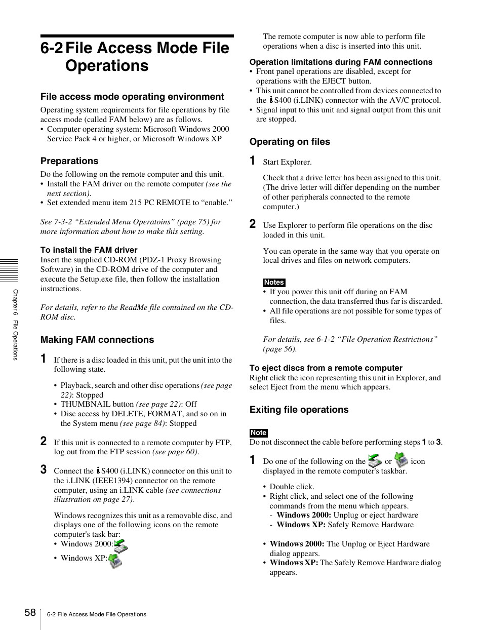 2 file access mode file operations | Sony PDW-V1 User Manual | Page 58 / 101