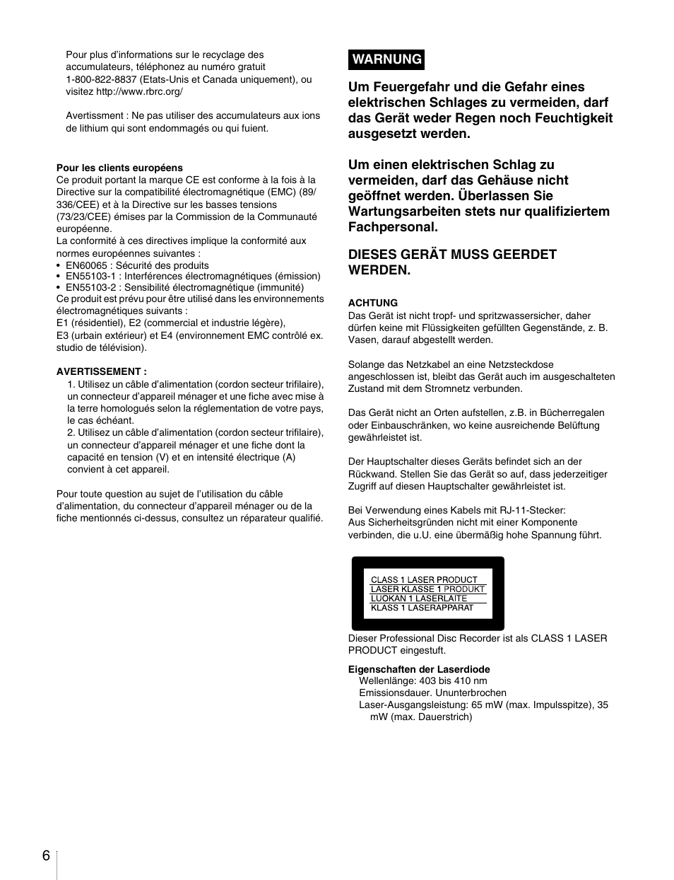 Sony PDW-V1 User Manual | Page 6 / 101