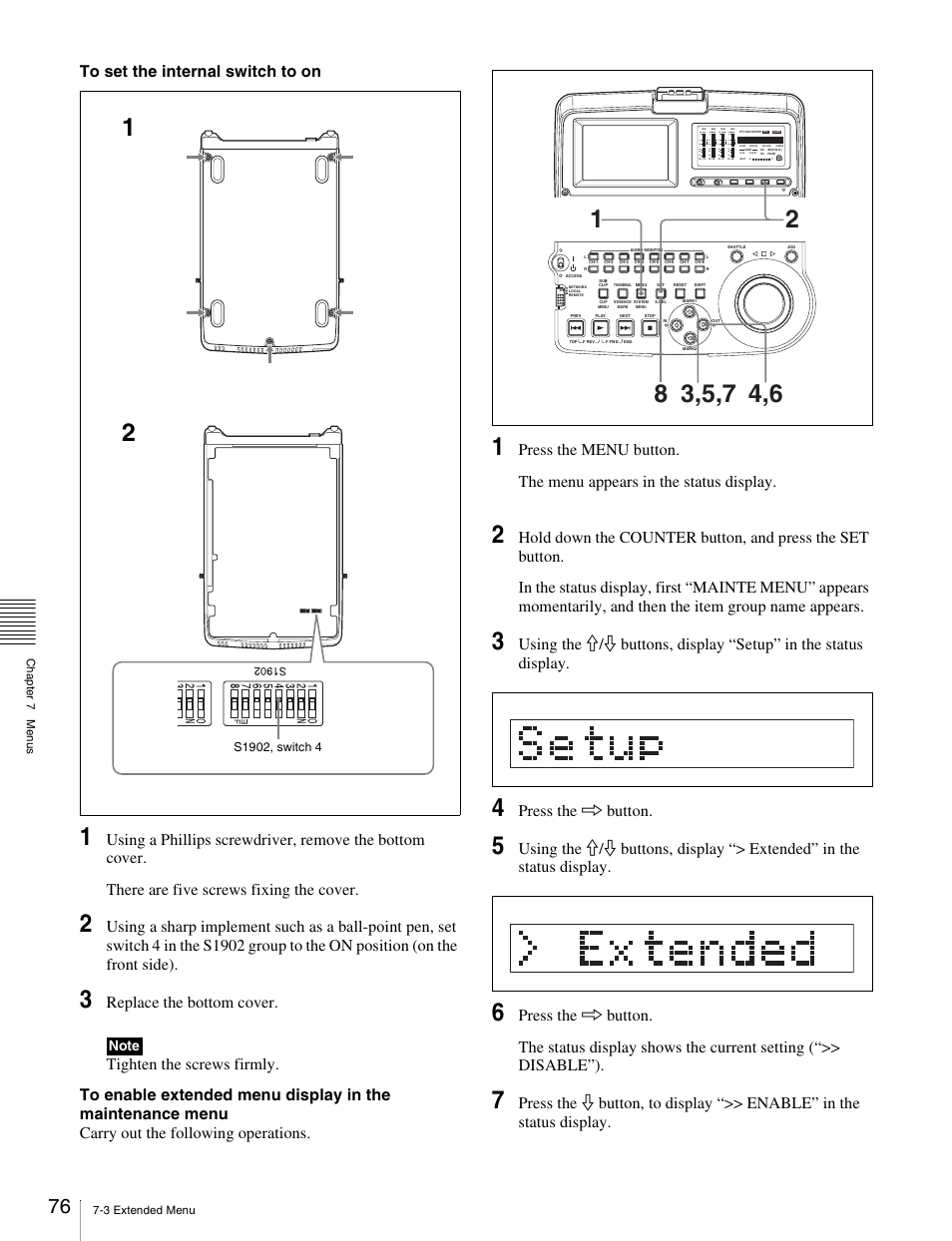 Replace the bottom cover, Press the k button, Over | Sony PDW-V1 User Manual | Page 76 / 101