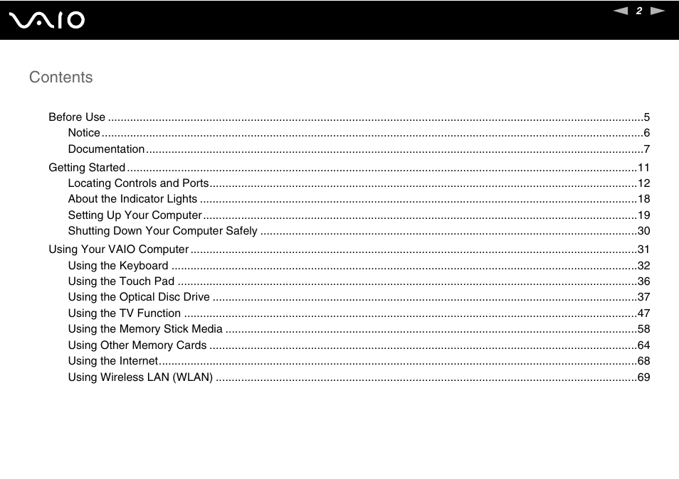 Sony VAIO VGX-TP User Manual | Page 2 / 155