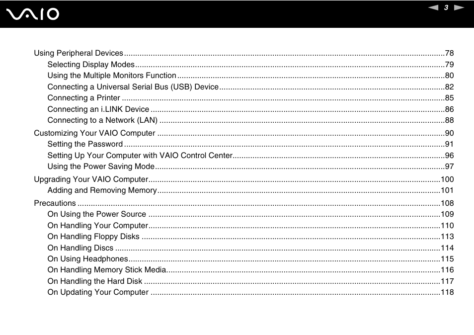 Sony VAIO VGX-TP User Manual | Page 3 / 155