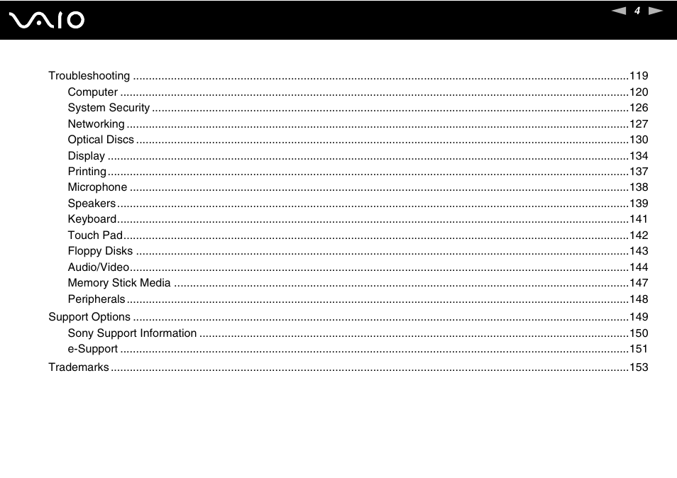 Sony VAIO VGX-TP User Manual | Page 4 / 155