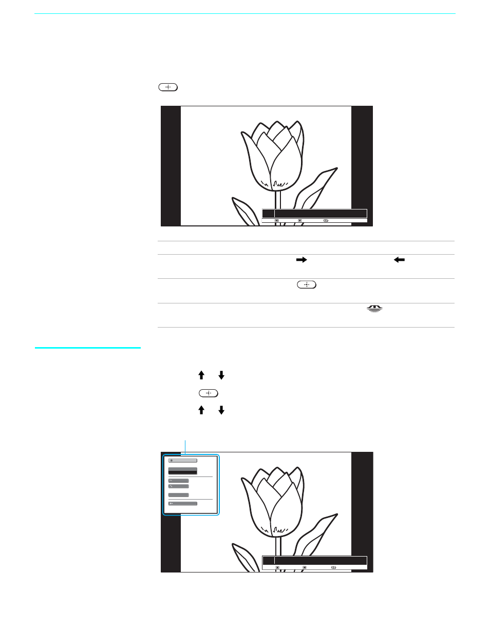 Viewing still images, 62 viewing still images, Image setup menu options | Press | Sony GRAND WEGA KF 42WE610 User Manual | Page 62 / 103