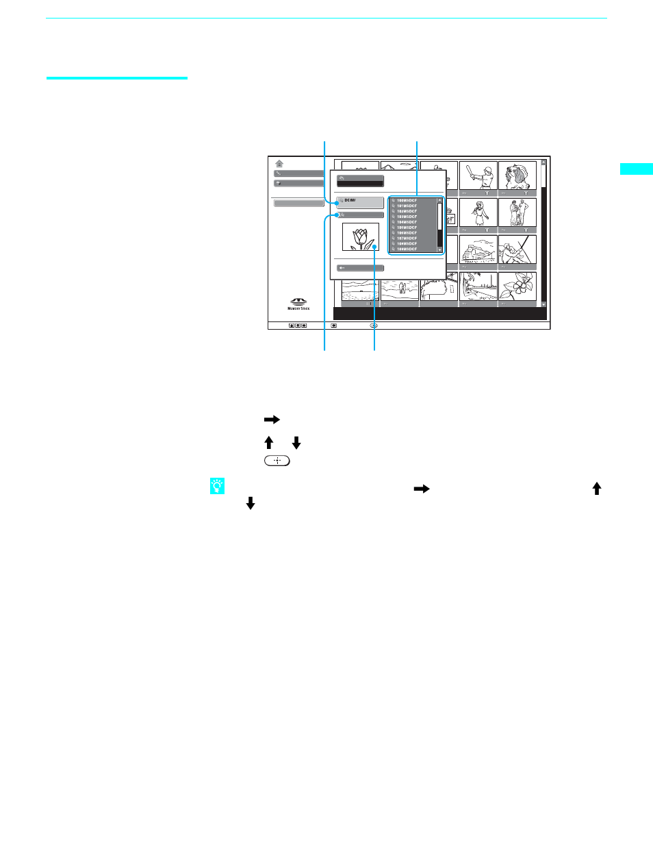 Using select folder menu | Sony GRAND WEGA KF 42WE610 User Manual | Page 67 / 103