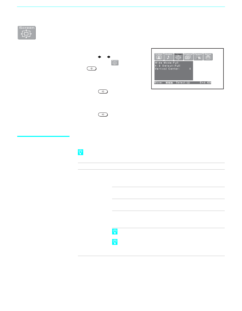 Using the screen menu, 74 using the screen menu | Sony GRAND WEGA KF 42WE610 User Manual | Page 74 / 103