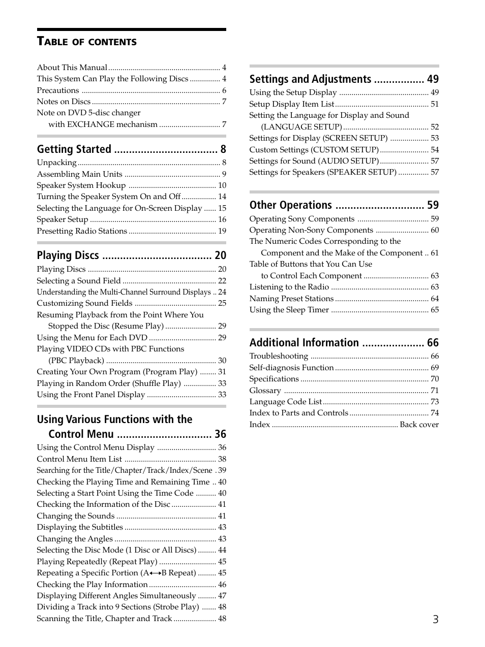 Sony SAVA-D900 User Manual | Page 3 / 80