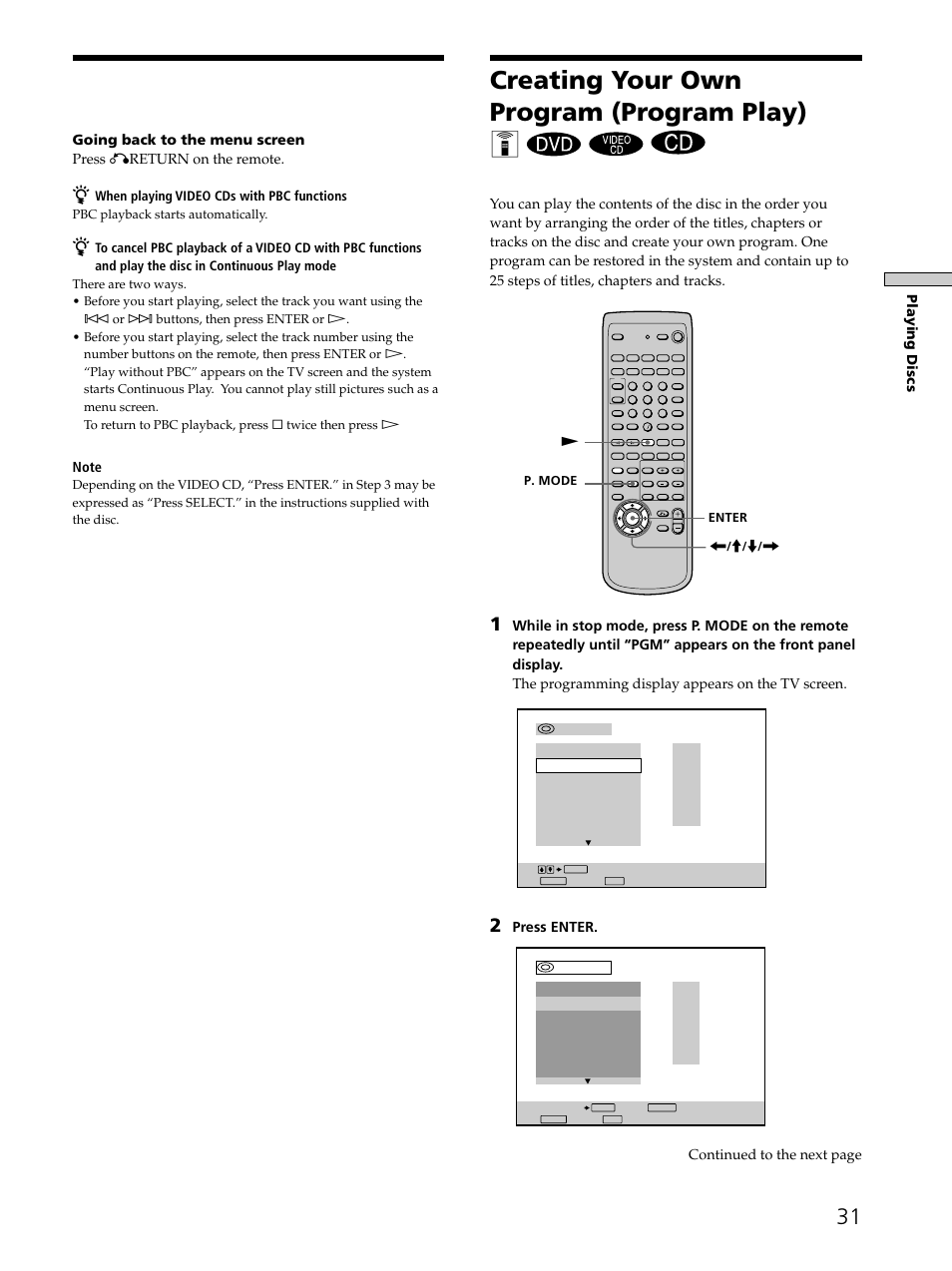 Creating your own program (program play) 31, Creating your own program (program play) z | Sony SAVA-D900 User Manual | Page 31 / 80