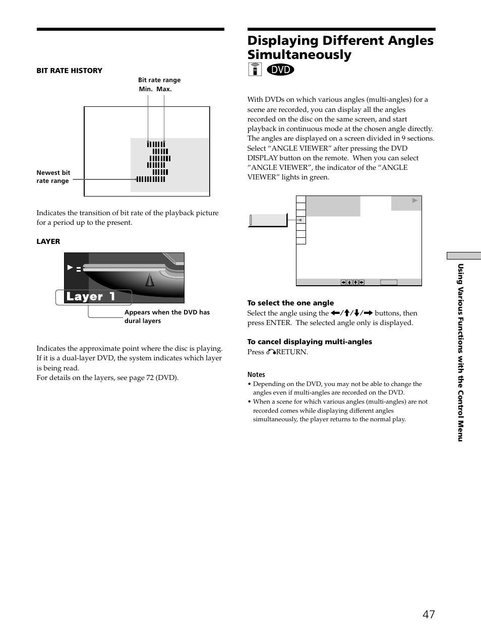 Displaying different angles simultaneously 47, Displaying different angles simultaneously z | Sony SAVA-D900 User Manual | Page 47 / 80